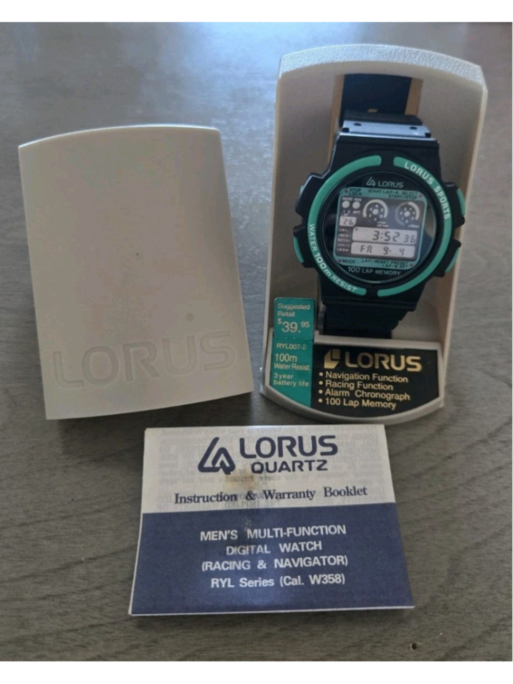 Rare Vintage NOS Lorus By Seiko W358 Men's Digital LCD Watch Lap Memory Retro!